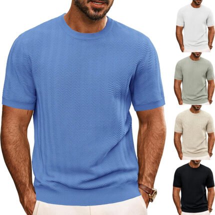 Men's Summer Hollow Breathable Sweater Solid Color T-shirt