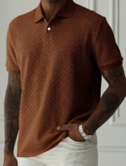 Men's Solid Color Polo Collar Short-sleeved Shirt - Image 8
