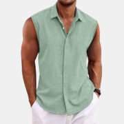 Lapel Beach Sleeveless Shirt