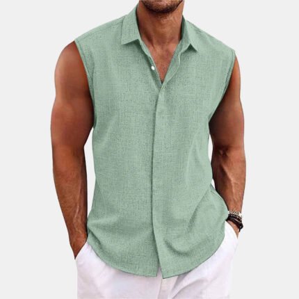 Lapel Beach Sleeveless Shirt