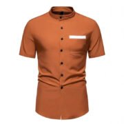 Summer New Men's Color Matching Fashion Short Sleeve Shirt - Image 5