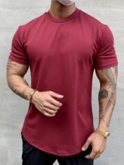 Men's Simple All-match Pure Cotton Solid Color Short Sleeve - Imagem 4