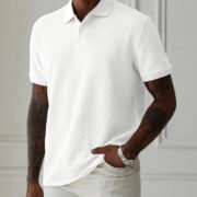 Men's Solid Color Polo Collar Short-sleeved Shirt - Image 9