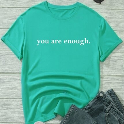 Women's Letter Printed Fashionable Round Neck Short Sleeved Shirt